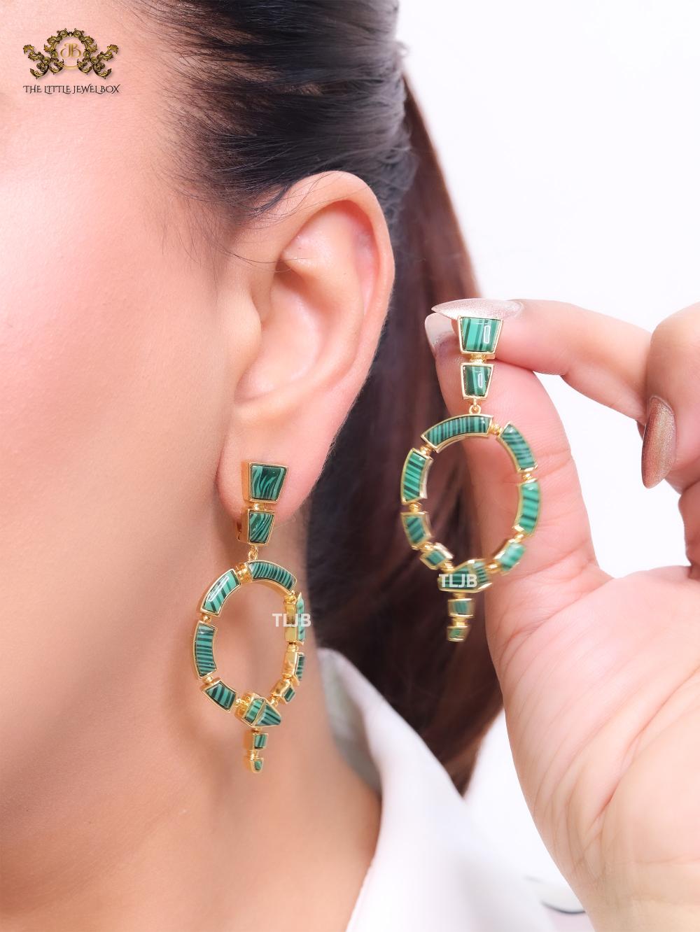 Green & gold MOP statement dangles