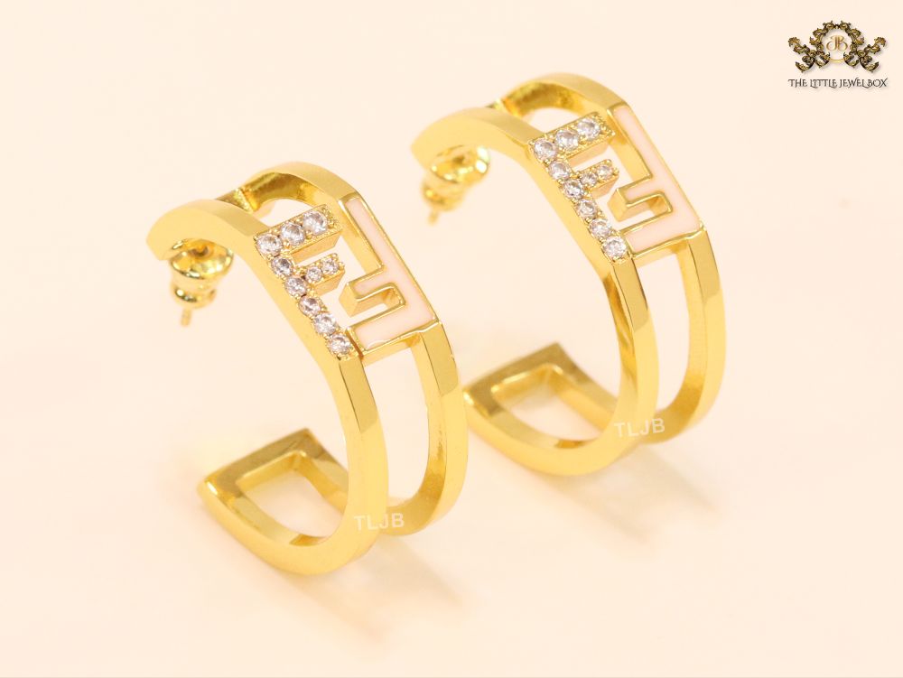 Double F Cz and gold studs