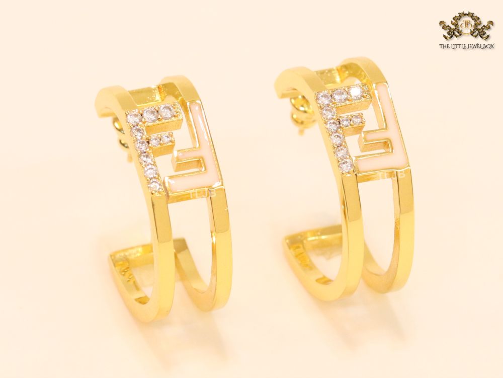 Double F Cz and gold studs