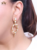White & gold MOP statement dangles