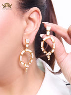 White & gold MOP statement dangles