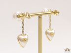 Gold plated CD and pearl top chain dangles with MOP hearts