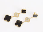 Black and gold cz long flower dangles - MOP / Clover Design