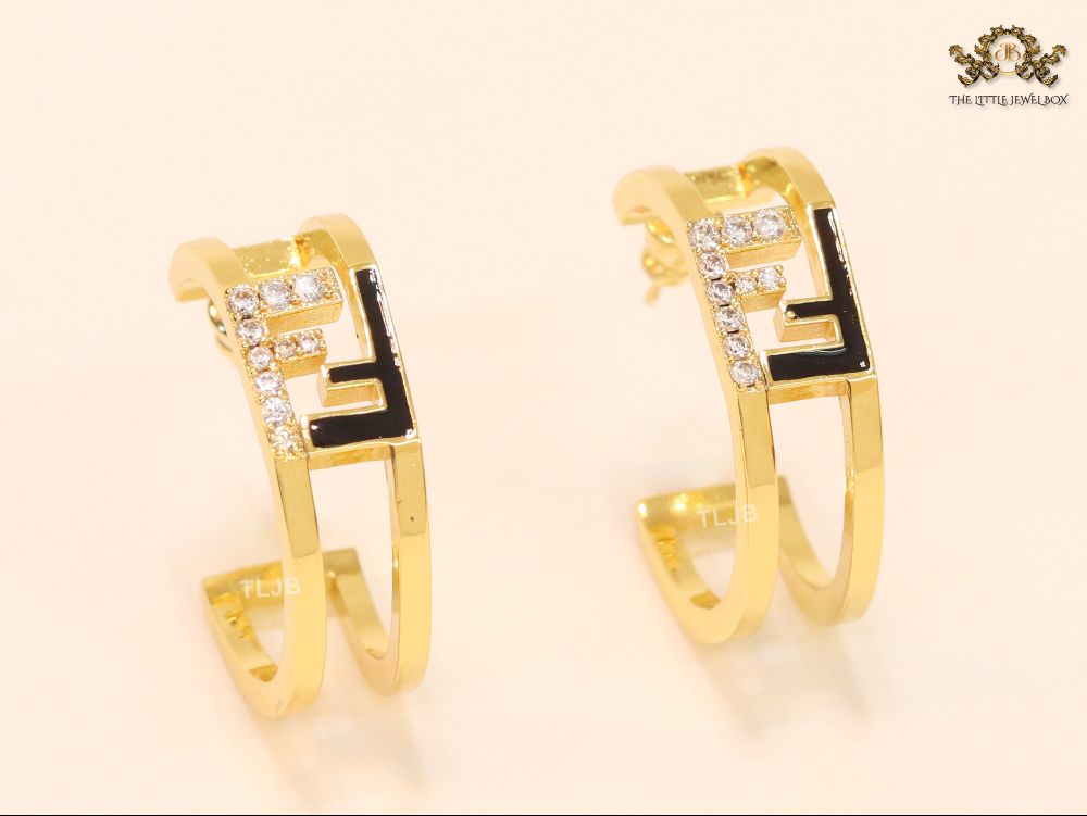 Double F Cz and black studs