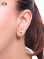Alphabet H enamel studs- Grey