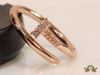 Rose gold plated cz nail ring