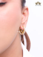 Alphabet F cz and gold hoops