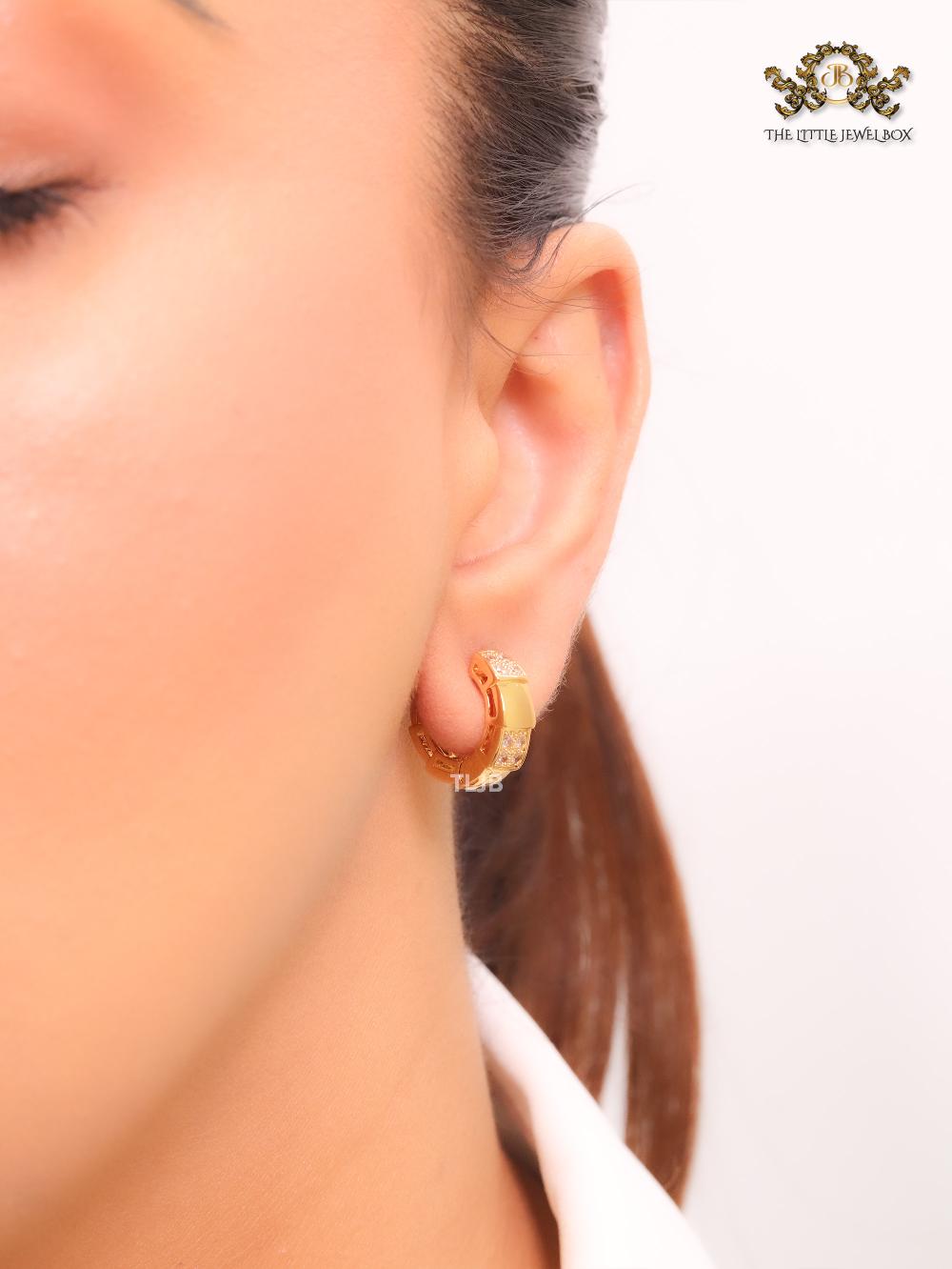 Cz and gold small hoops