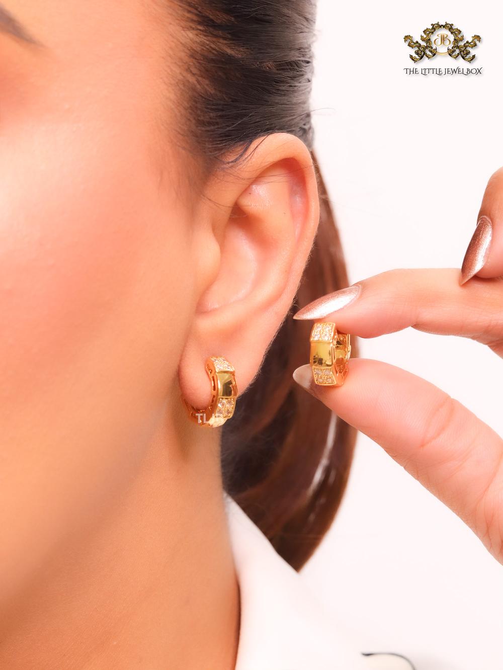 Cz and gold small hoops