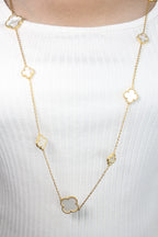 Alphabet VC White clover long chain necklace 48 inches
