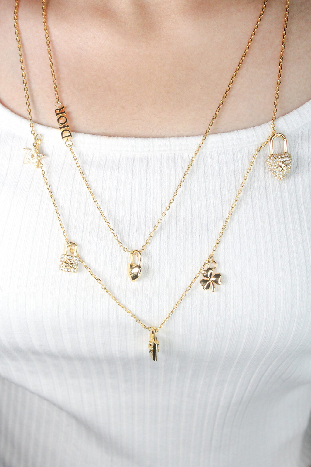 Alphabet D delicate double charmed chain with CZ