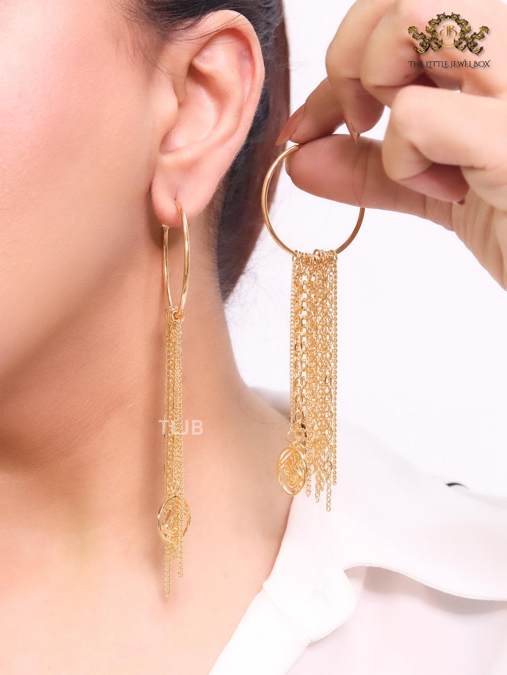 Alphabet B gold and tassel dangles