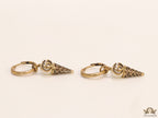 Small gold plated hoops with twin G and softy drops