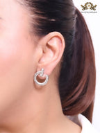 Alphabet T round platinum studs