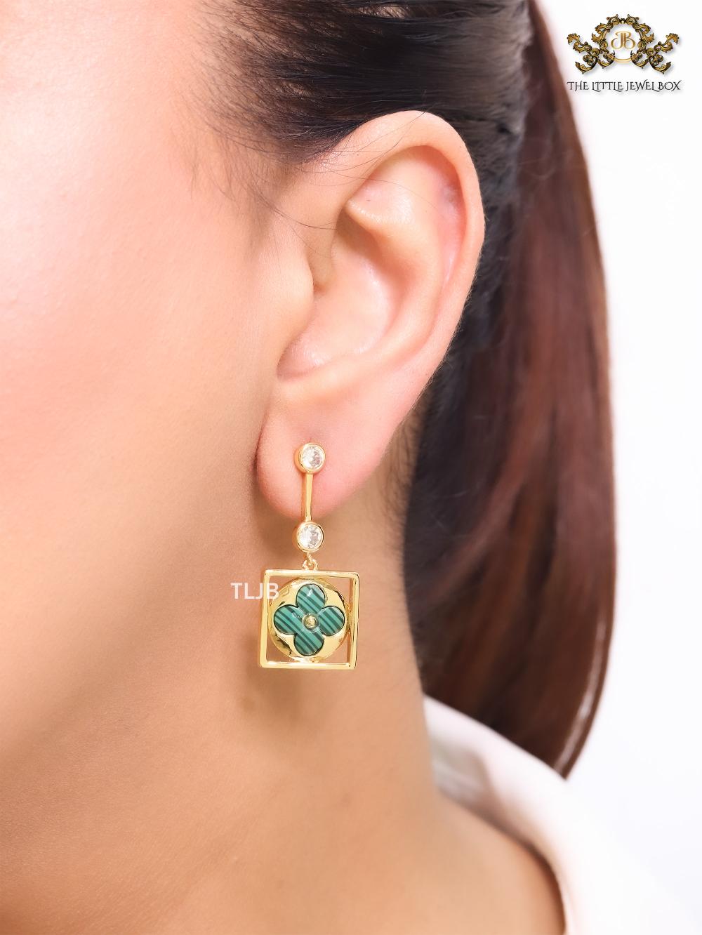 Green clover and cz dangles