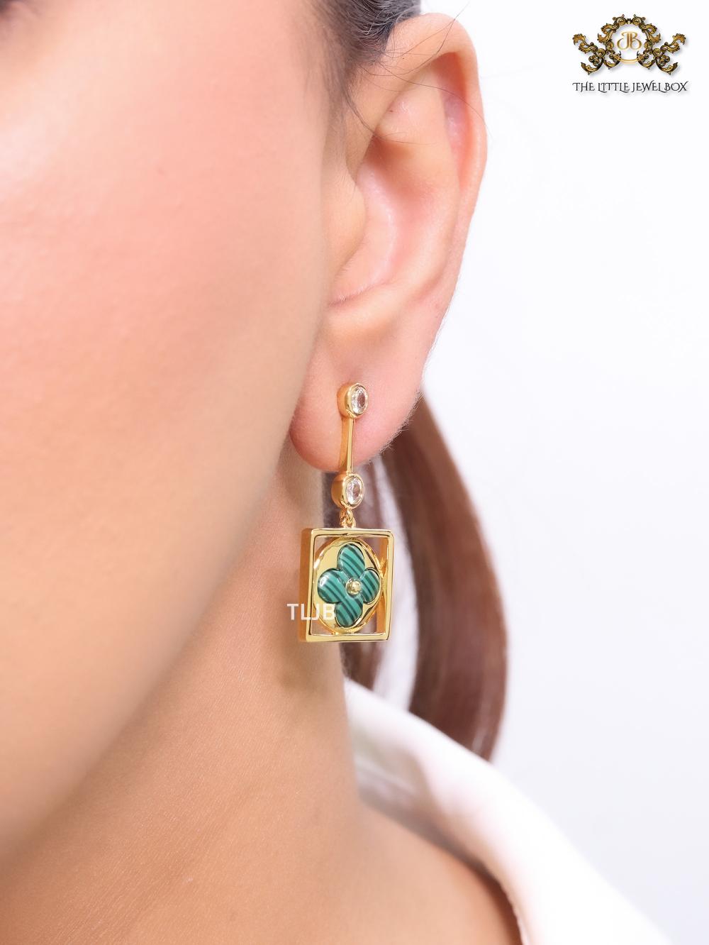 Green clover and cz dangles