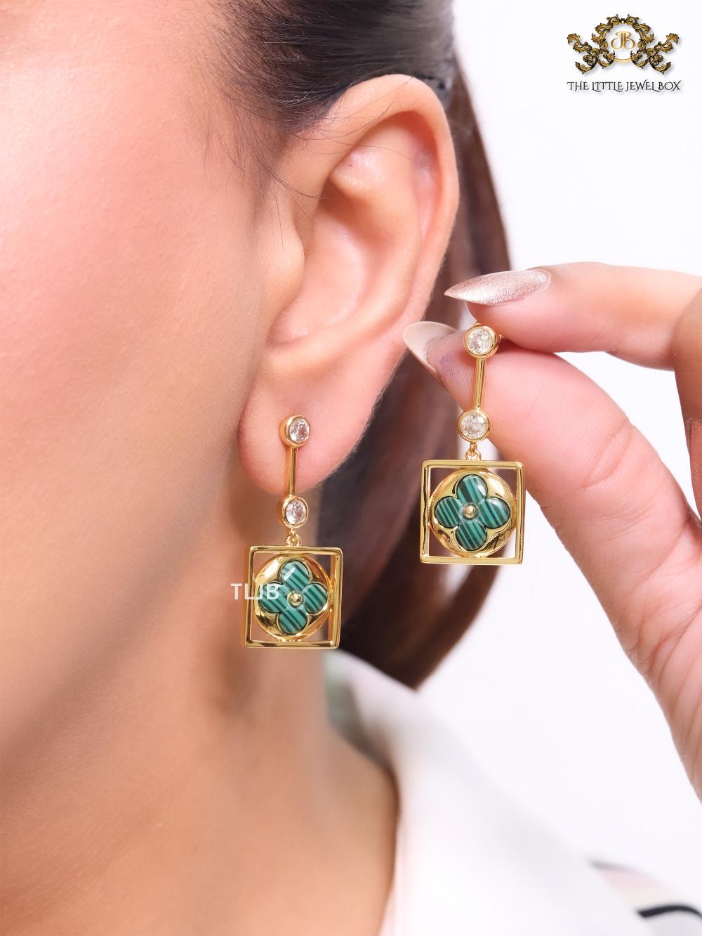 Green clover and cz dangles