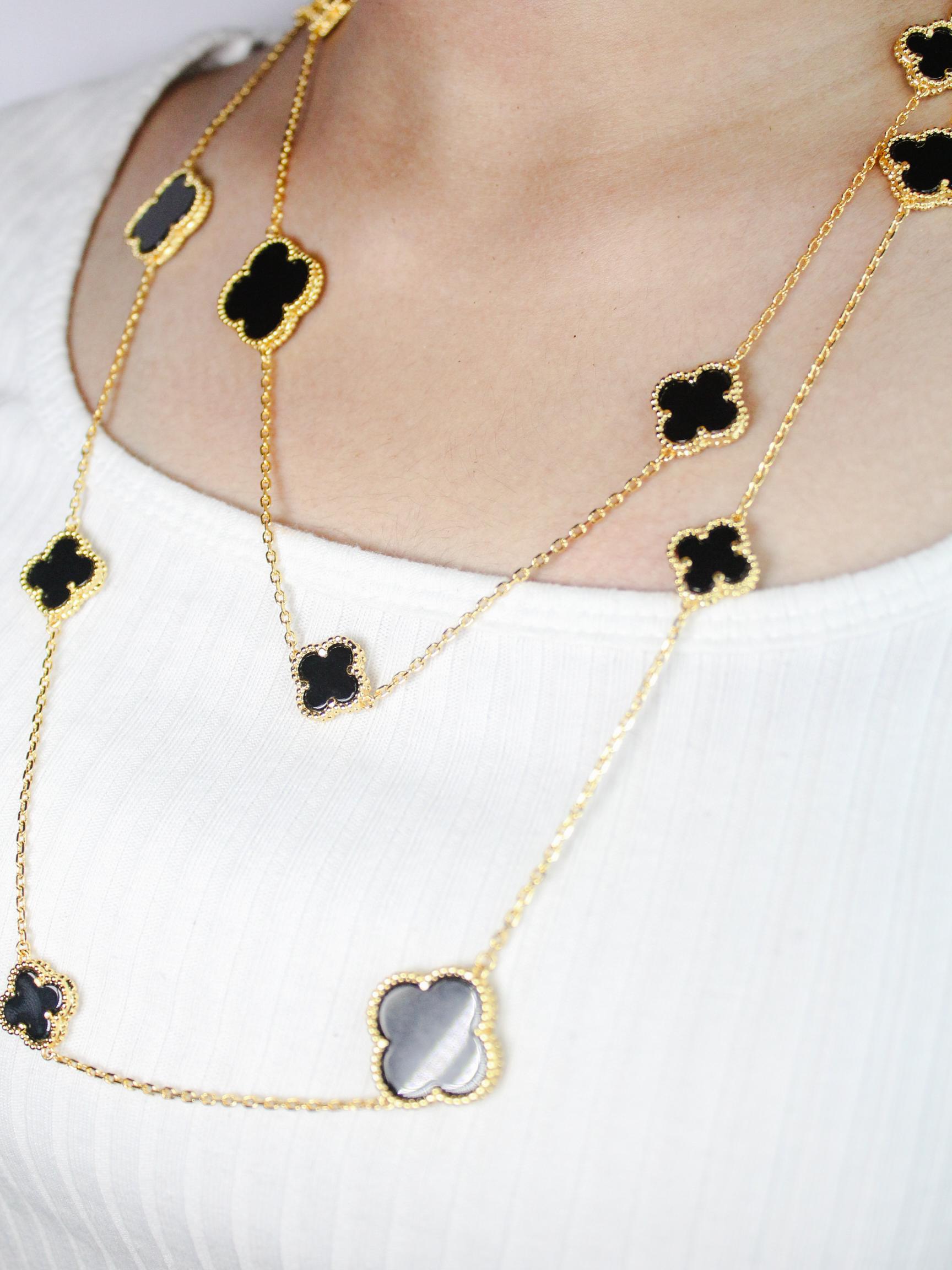 Alphabet VC Black clover long chain necklace 48 inches