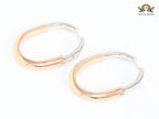 Alphabet T & Co. dual tone rose gold and cz oval hoops