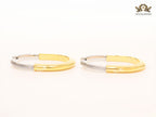 Alphabet T & Co. dual tone gold and cz oval hoops