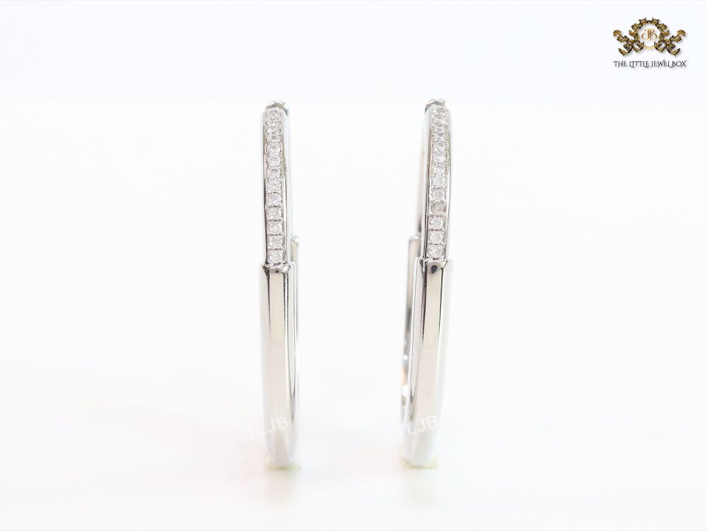 Alphabet T & Co. platinum and cz oval hoops