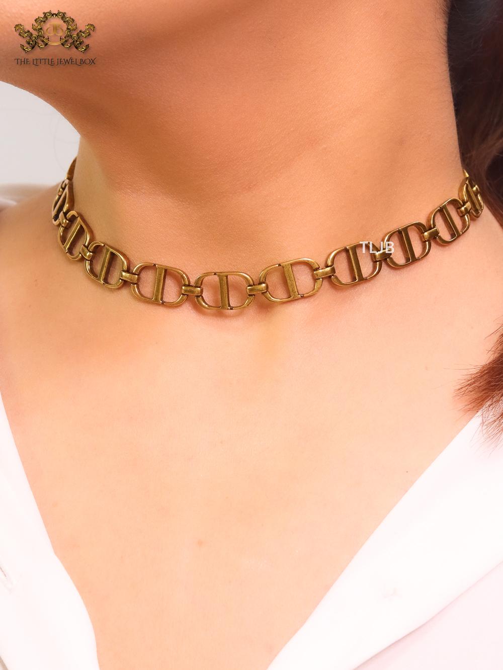 Alphabet C and D rustic choker