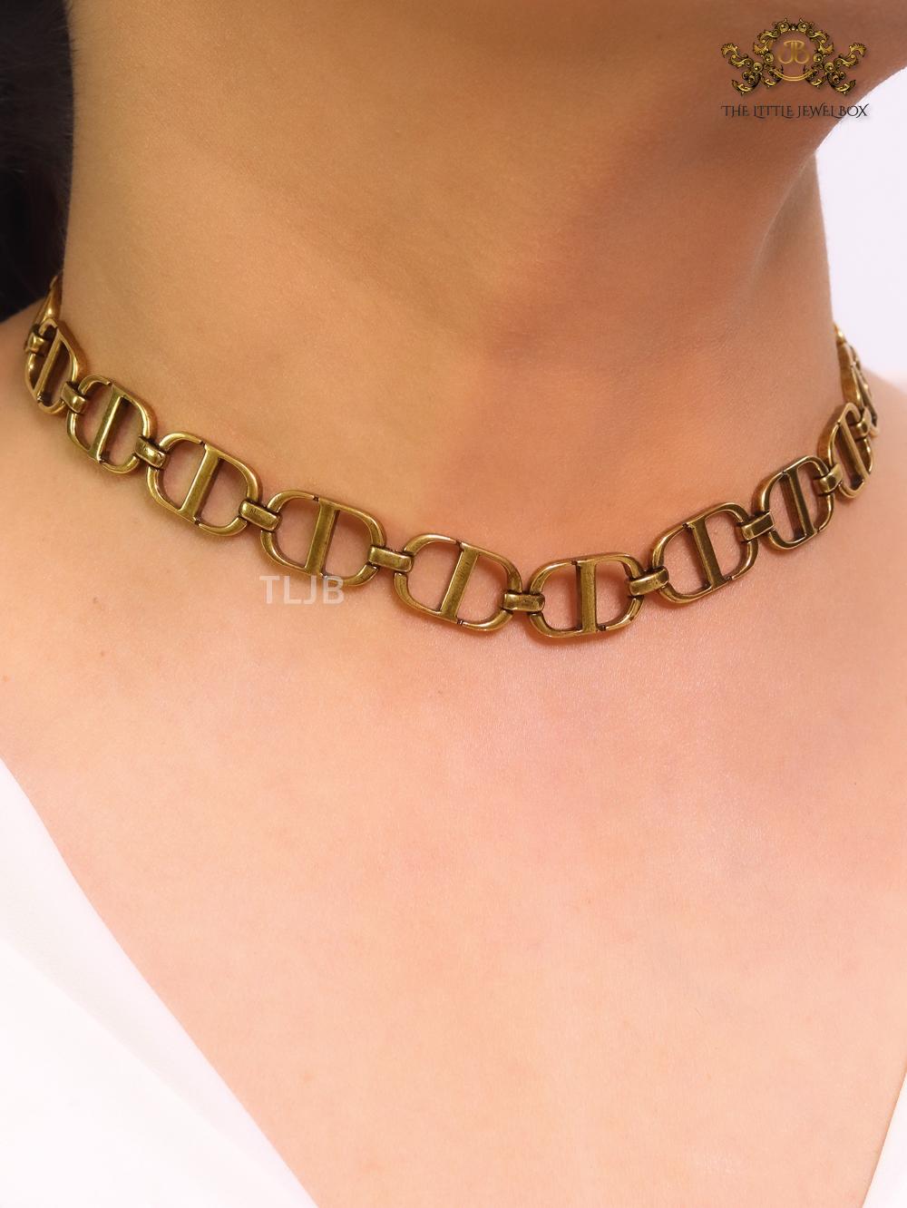 Alphabet C and D rustic choker