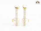 Pearl gold alphabet bomber cz hoops