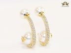 Pearl gold alphabet bomber cz hoops