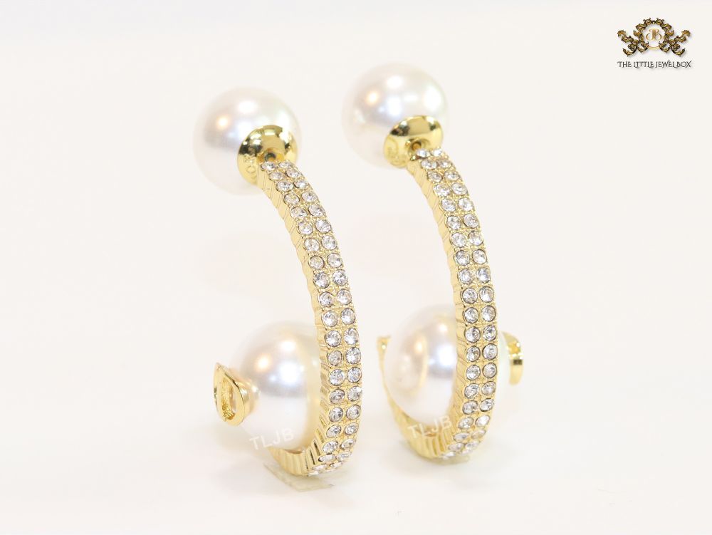 Pearl gold alphabet bomber cz hoops