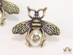 Bee shape stud earrings with shell pearl