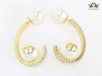 Pearl gold alphabet bomber cz hoops