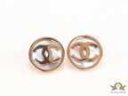Rose gold stud earrings with MOP and twin C motif