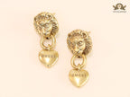 Antique lion face heart dangles