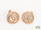 Rose gold plated twin G motif studs with MOP