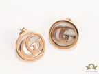 Rose gold plated twin G motif studs with MOP