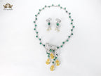 Emerald Vine Necklace with yellow topaz and panther motif in cz