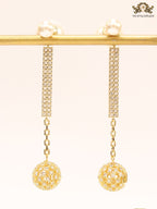 Pearl and cz alphabet long chain bomber style dangles