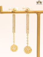 Pearl and cz alphabet long chain bomber style dangles