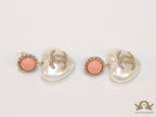 Heart shaped pearl and cz earrings with twin C motif