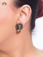 Antique double G lion face studs
