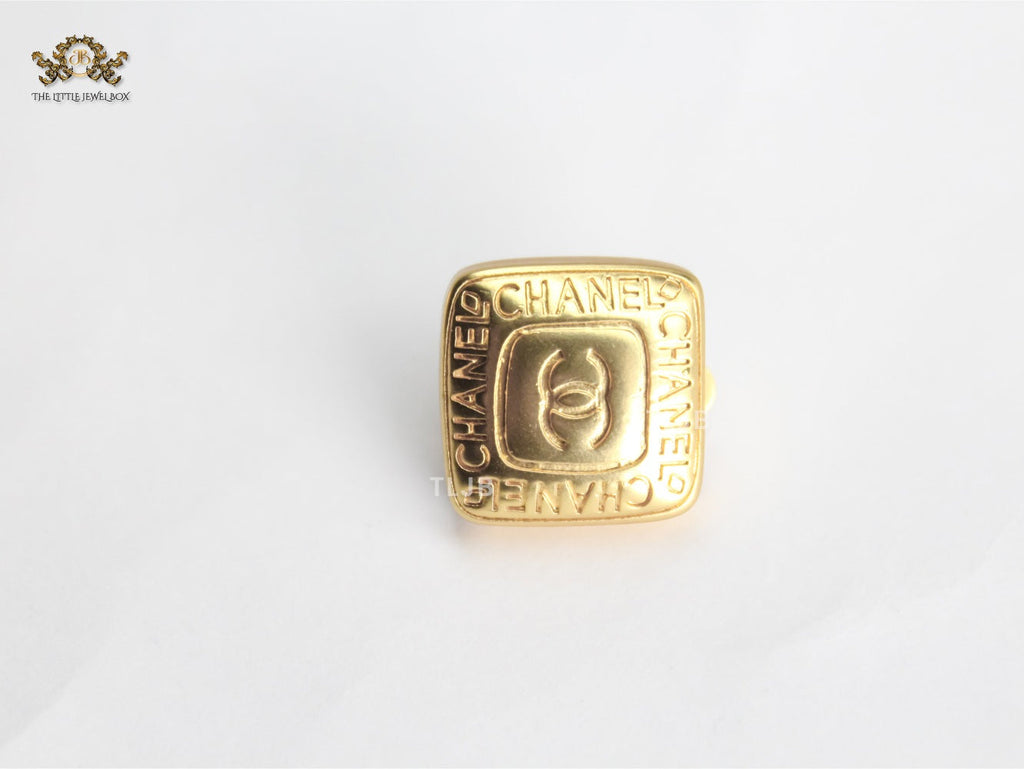 Double C Gold Square Studs