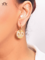 Alphabet V CZ studded earrings