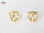 Alphabet SF Double Loop Matt gold Studs