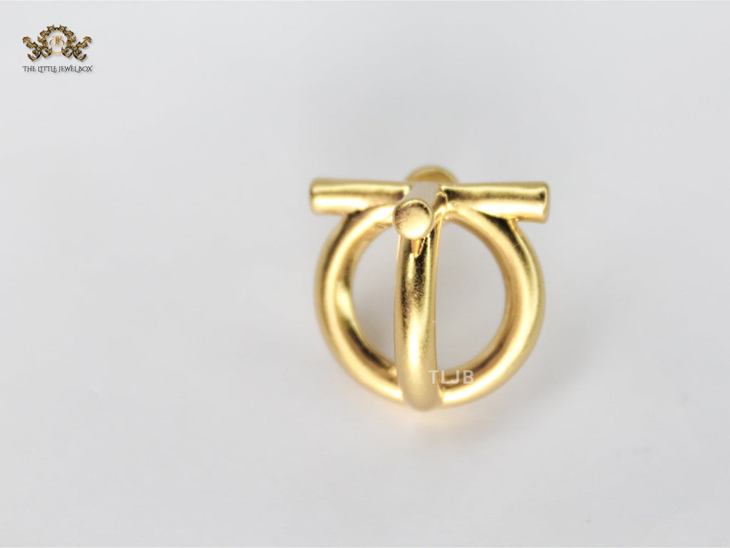 Alphabet SF Double Loop Matt gold Studs