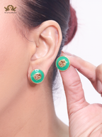 Double G green enamel studs