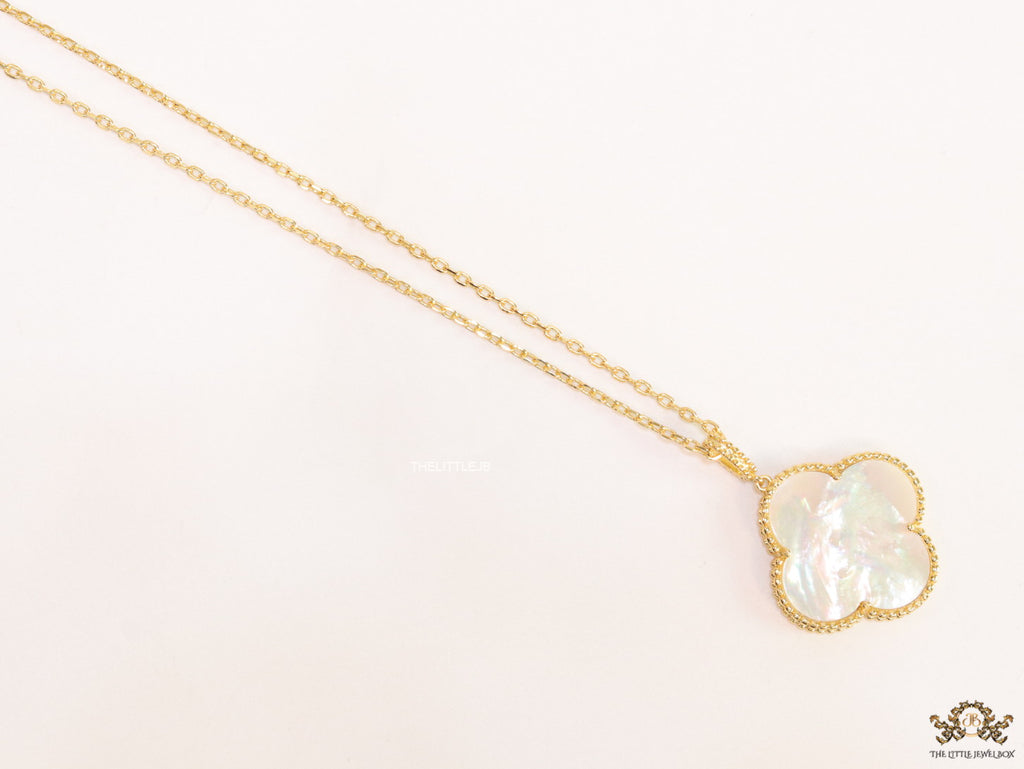 MOP clover pendant in gold plated chain