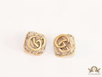 Cream velvet fur studs with golden twin G motif