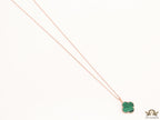 Malachite green clover pendant in rose gold plated chain