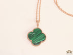 Malachite green clover pendant in rose gold plated chain